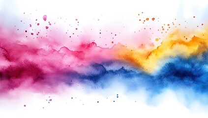 Obraz premium Colorful Watercolor Splash with Pastel Pink, Blue, and Yellow Abstract Ink