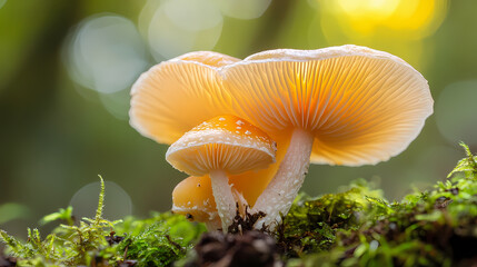 A crisp and clear representation of a mushroomas gill anatomy, highlighting its functional structure against a forest floor. Crystalline Fungi. Illustration