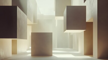Abstract Cubic Structure Minimalist Architectural Design