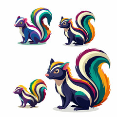 skunk illustration bundle vector design