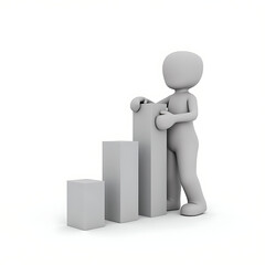 3d man standing next to graph