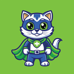 Mighty Hero Cat Mascot Logo Illustration in EPS Vector Format