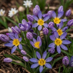 Spring flowers, wood environment.