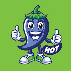 Fiery Hot Chili Pepper Mascot Character with Vibrant Red Color and Dynamic Pose on White Background