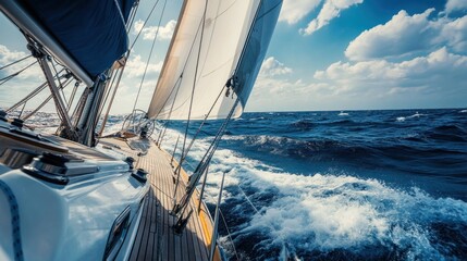 Fototapeta premium Sailing Yacht Adventure: Open Ocean Voyage