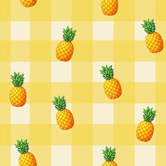 bright, sunny seamless pattern with pineapples in yellow