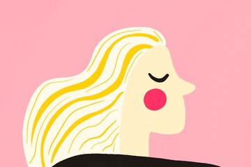 Minimalist portrait illustration with a pink background theme
