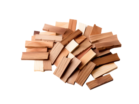 a pile of wood pieces