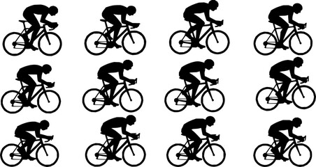 high quality race bicyclist silhouette - vector. Transparent background PNG, cutout
