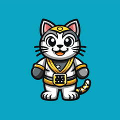 Adorable Japanese Cat Mascot Character with Cartoonish Design in Vector Format