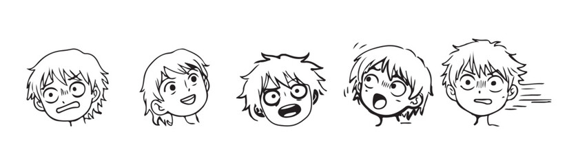 Hand drawn anime manga doodle line elements set These illustrations are perfect for enhancing storytelling in comics, manga, or animation projects