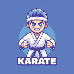 Energetic Karate Boy Mascot Character in Dynamic Logo Vector Illustration