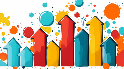 Fototapeta premium Colorful Abstract Growth Chart With Upward Arrows