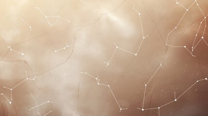 Celestial constellation lines on textured beige abstract background