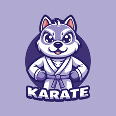 Obraz premium Adorable Karate Dog Character with Martial Arts Vector Illustration