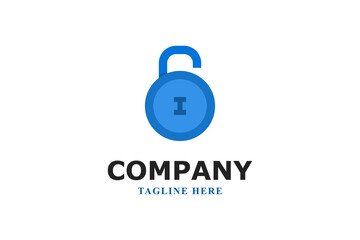 letter i and padlock modern security logo