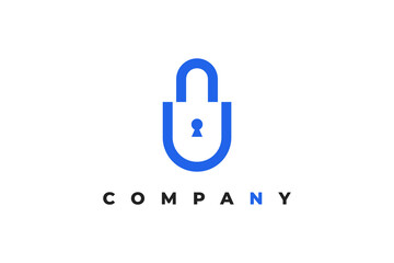 security padlock letter u logo design