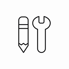 pencil wrench tools icon sign vector