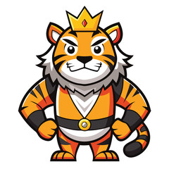 Majestic King Tiger Mascot Cartoon Character with Vector Design
