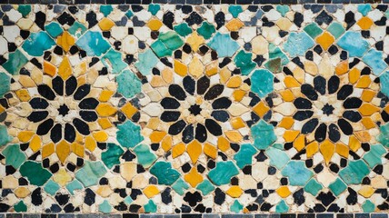 Colorful Mosaic Tilework With Floral Patterns