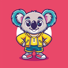 Playful Koala Wearing Sportswear Logo Mascot Character with a Cheerful Expression
