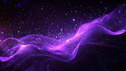 Fototapeta premium Abstract purple wave design with glittering particles