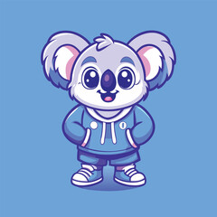 Cute Koala Mascot Logo Character in Sportswear for Brand Identity or Sports Teams