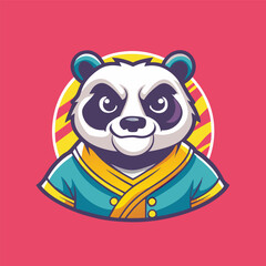 Kung Fu Panda Mascot Vector Logo Character in a Car