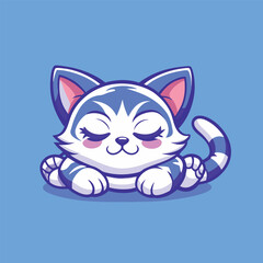 Cute and Lazy Cat Mascot Character Cartoon Illustration for Logo Design