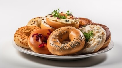 A Delicious Assortment of Bagels with Cream Cheese