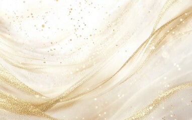 Elegant, flowing, light beige fabric with gold glitter