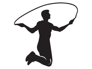 man athlete jumping rope silhouette
