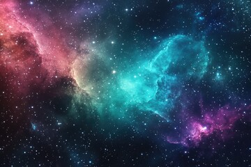 Fototapeta premium Colorful nebulae in the vast space. Cosmic clouds of gas and dust. Stardust and starlight fill the dark expanse