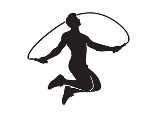 man athlete jumping rope silhouette