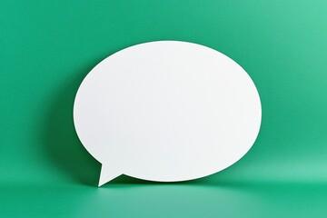 Paper speech bubble on green background with empty space for text