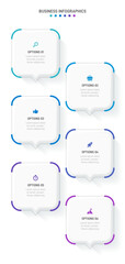 Vertical progress bar featuring 6 arrow-shaped elements, symbolizing the six stages of business strategy and progression. Clean timeline infographic design template. Vector for mobile presentation.