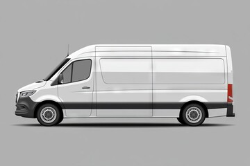 Mockup of a white van with vehicle signage on a bright surface