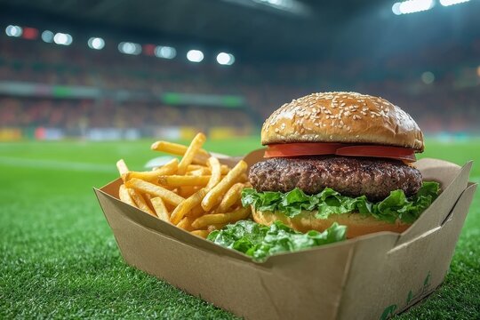 On Gameday, supporters indulge in delectable burgers, crunchy fries, and chicken while rooting for their favorite teams