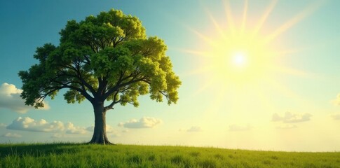 Fototapeta premium a solitary tree branch stretching towards sunlight, solo, sunlight
