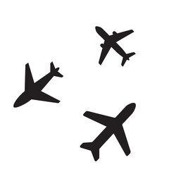 Air plane silhouette isolated on white background. Vector illustration.