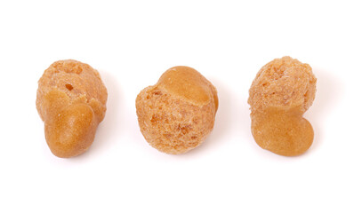 Freeze Dried Small Candy Coated Freeze Dried Caramels Isolated on a White Background