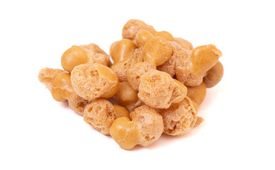 Freeze Dried Small Candy Coated Freeze Dried Caramels Isolated on a White Background