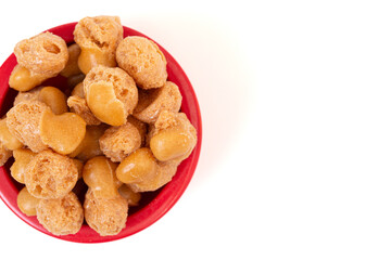 Freeze Dried Small Candy Coated Freeze Dried Caramels Isolated on a White Background
