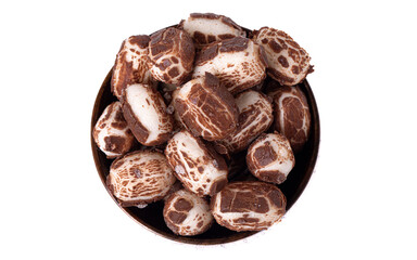 Chewy Mini Chocolate Covered Nougat Candies Isolated on a White Background