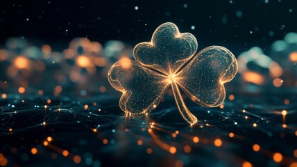 Luminous Three Leaf Clover Abstract Digital Art