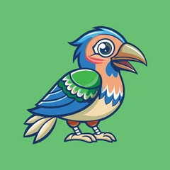 Vibrant Bird Illustration in Colorful Abstract Style