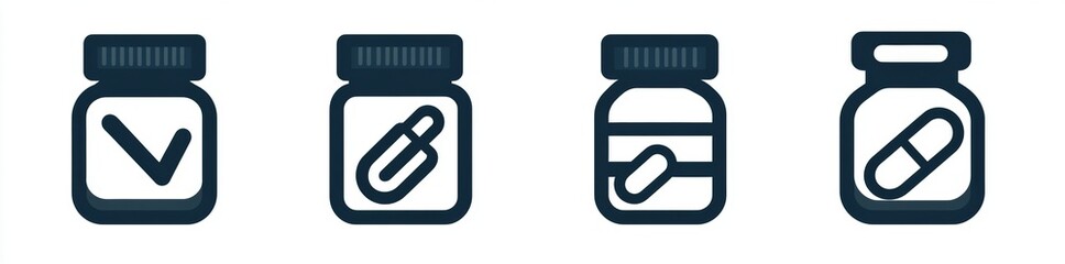 Obraz premium A lineup of various medicine bottles, each demonstrating different sizes and shapes, intended for pharmaceutical use