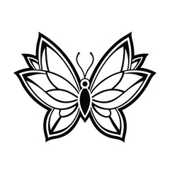 black and white butterfly vector on white background