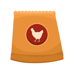 Paper packaging chicken feed, simple illustration of a bag of food for animals on a farm. Ideal for agriculture, farm and animal husbandry themes.
