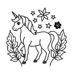 horse with flowers vector